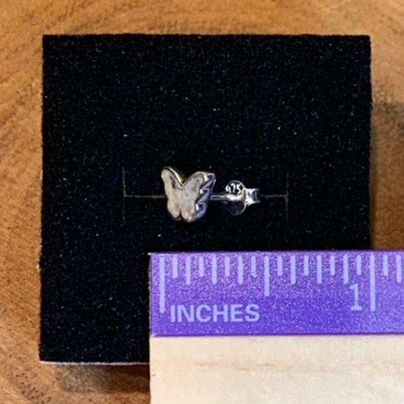 Rainbow Moonstone Butterfly Sterling Silver Earring, Flashy Earring, Dainty - Picture 4 of 4